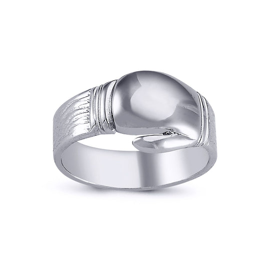 Mens Rhodium Plated Silver Boxing Glove Charm Ring 12mm - ARN094