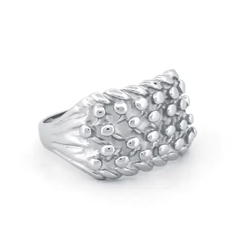 Mens Silver III 4 Row King George III Keeper Guard Ring 13mm - ARN096