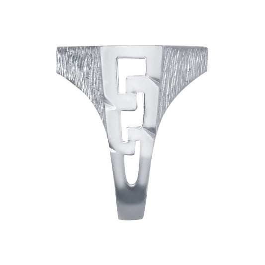Solid Silver Curb Links Octagon St George Ring (Half Sov Size) - ARN113-H