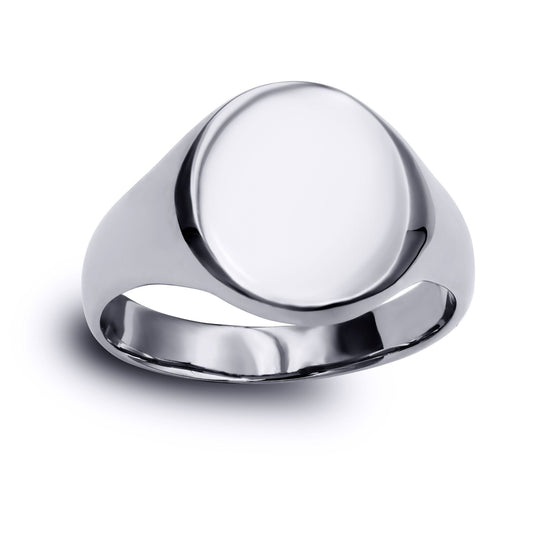 Sterling Silver Polished Round Oval Signet Ring - ARN117