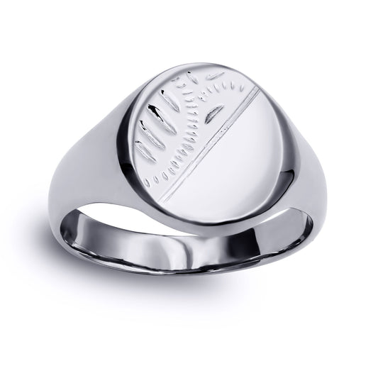 Sterling Silver Engraved Round Oval Signet Ring - ARN118