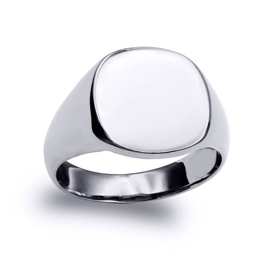 Sterling Silver Polished Square Cushion Signet Ring - ARN119