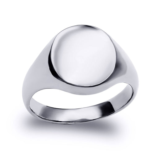 Sterling Silver Polished Round Oval Signet Ring - ARN121