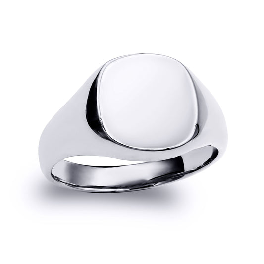 Sterling Silver Polished Square Cushion Signet Ring - ARN123