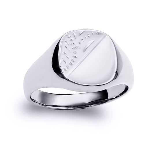 Sterling Silver Engraved Square Cushion Signet Ring - ARN124