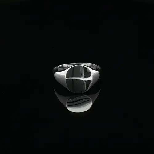 Sterling Silver Polished Round Oval Signet Ring - ARN125