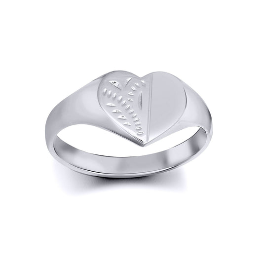 Sterling Silver Engraved Love Heart Signet Ring - ARN128