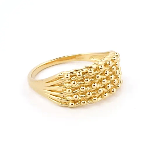 Gold-plated Silver 5 Row King George III Keeper Guard Ring 10mm - ARN130