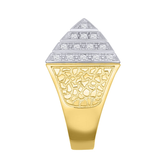 Mens Gold-Plated Silver CZ Egyptian Pyramid 25mm Signet Ring - ARN131C-GP