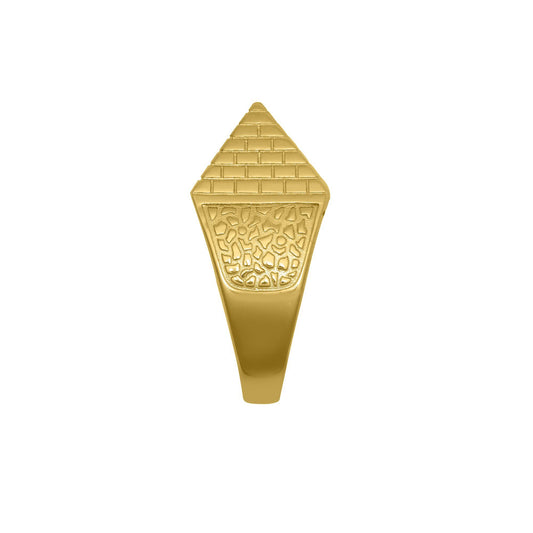 Mens Gold-Plated Silver Egyptian Pyramid 15mm Signet Ring - ARN132A-GP