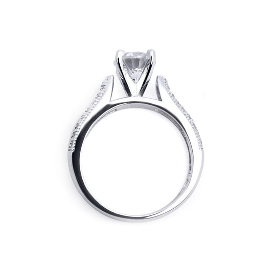 Sterling Silver CZ Shoulder-set Solitaire Engagement Ring - ARN136