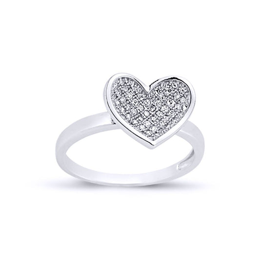 Sterling Silver CZ Concaved Love Heart Bowl Dress Ring - ARN144