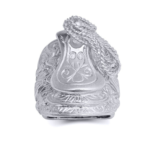 Silver Carved Horse Saddle Stirrups Rope Saddle Ring - ARN158