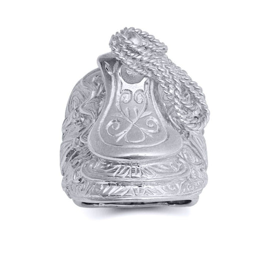 Silver Carved Horse Saddle Stirrups Rope Saddle Ring - ARN158