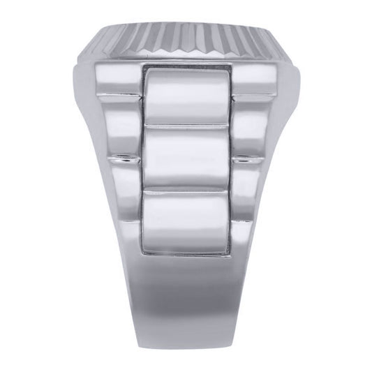 Silver Round CZ Fluted Bezel Presidential Cluster Ring - ARN168