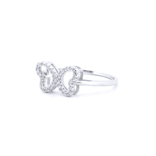 Silver Round CZ Butterfly Outline Dress Ring - ARN174