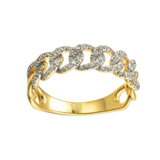 Unisex Gold-plated Silver CZ Albert Curb Link Chain Ring - ARN195