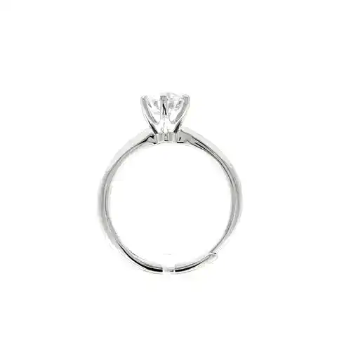Silver Solitaire CZ Adjustable Proposal Ring - 6.5mm (1ct Look) - ARN206B
