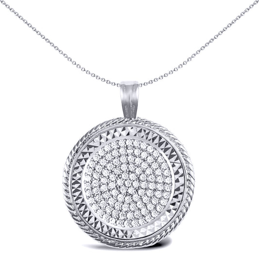 925 Silver Rope Edge Full Sovereign Coin Mount Pendant CZ Disc - ASP001-F