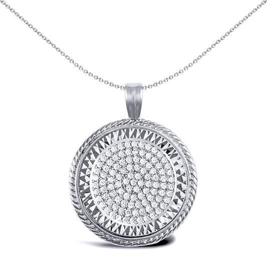 925 Silver Rope Edge Half Sovereign Coin Mount Pendant CZ Disc - ASP001-H