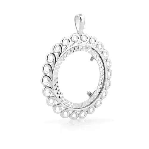 925 Silver Loop Spiral Full Sovereign Coin Mount Pendant - ASP002-F