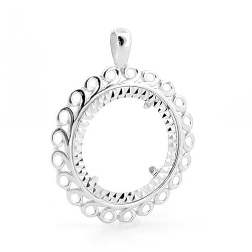 925 Silver Loop Spiral Half Sovereign Coin Mount Pendant - ASP002-H
