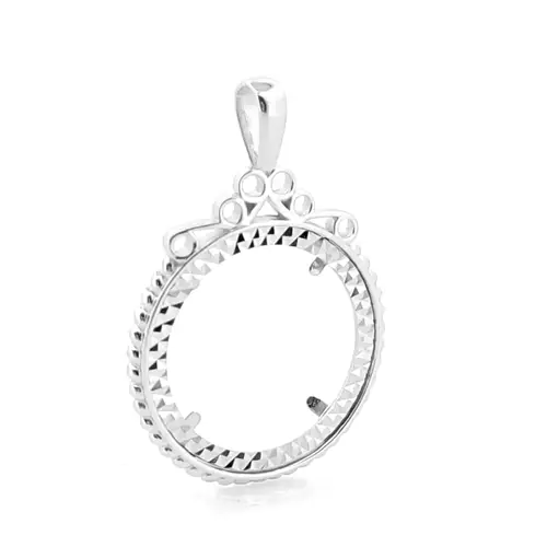 Silver Rope Edge Scroll Top Full Sovereign Coin Mount Pendant - ASP003-F
