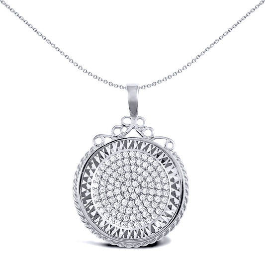 Silver Rope Scroll Top Half Sovereign Coin Mount Pendant CZ Disc - ASP003-H