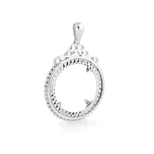 Silver Rope Edge Scroll Top Half Sovereign Coin Mount Pendant - ASP003-H