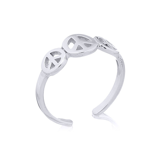 Silver Trilogy Peace Sign Symbol Toe Ring - ATR004
