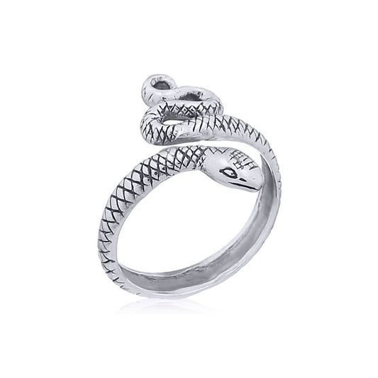 Silver Textured Coiled Snake Toe Ring - ATR007