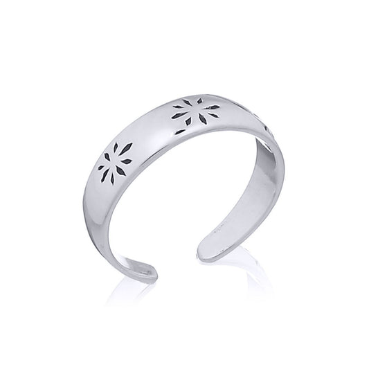 Silver Flower Petals Toe Ring - ATR008