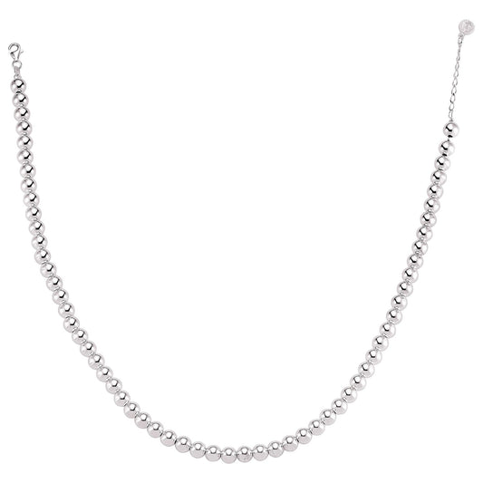 Silver Polished Ball Bead Bracelet 8mm 18 inch - BC1