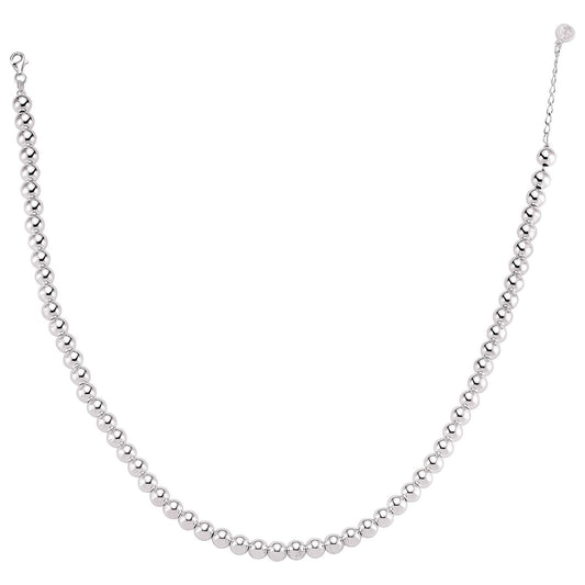 Silver Polished Ball Bead Bracelet 8mm 18 inch - BC1
