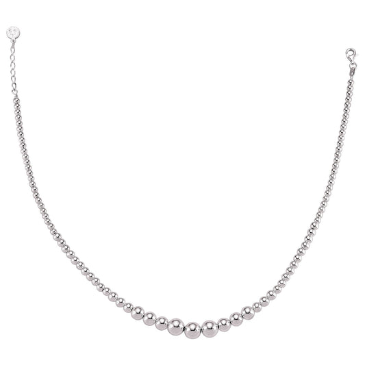 Silver Graduated Ball Bead Bracelet 10mm 18 inch - BC2