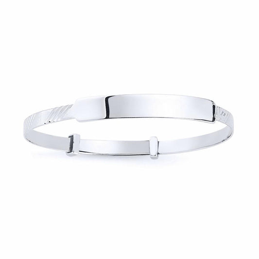 Kids Silver Identity Expanding ID Baby Bangle Bracelet - BN43