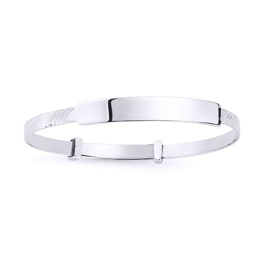 Kids Silver Identity Expanding ID Baby Bangle Bracelet - BN43