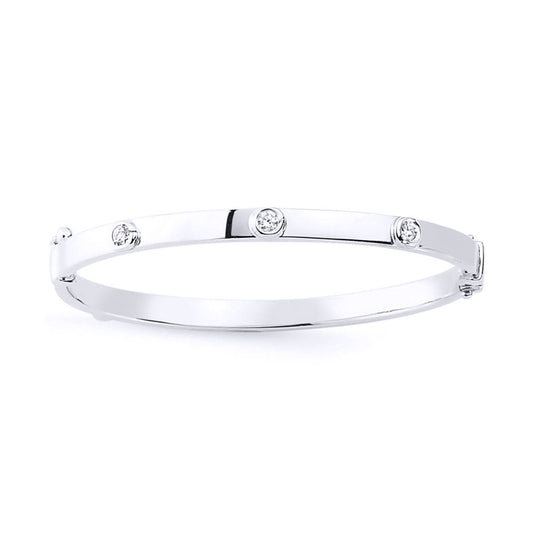 Sterling Silver CZ Bubble Donut Baby Bangle Bracelet - BN46