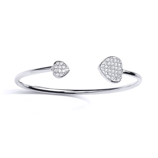 Sterling Silver CZ Love Heart Torque Baby Bangle Bracelet - BN63