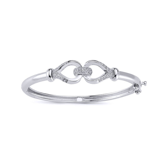Sterling Silver CZ Horse Snaffle Loop Baby Bangle Bracelet - BN67
