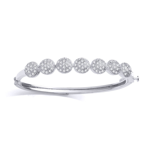 Sterling Silver CZ Daisy Cluster Baby Bangle Bracelet - BN71