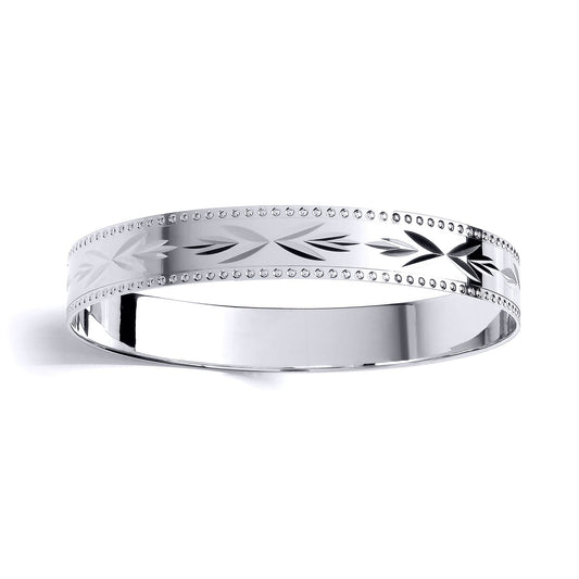 Kids Silver Bead Edge Engraved Arrows Slave Bracelet 10mm 60mm - BN73