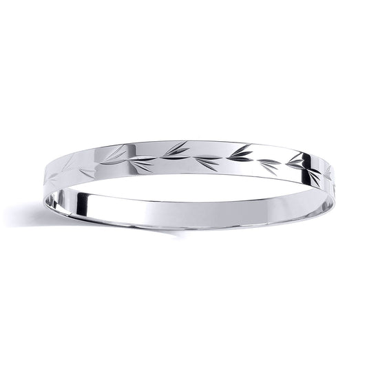 Kids Silver Engraved Bird Flock Slave Baby Bracelet 7mm 55mm - BN74
