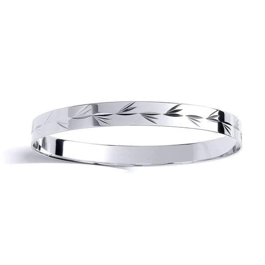 Kids Silver Engraved Bird Flock Slave Baby Bracelet 7mm 55mm - BN74