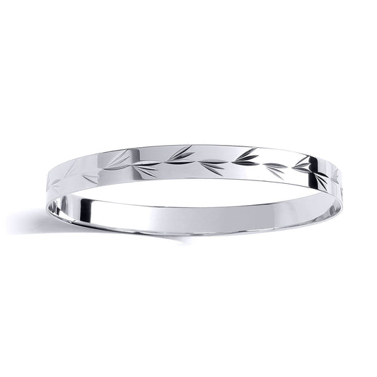 Kids Silver Engraved Bird Flock Slave Baby Bracelet 7mm 65mm - BN74
