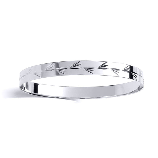 Kids Silver Engraved Bird Flock Slave Baby Bracelet 7mm 65mm - BN74