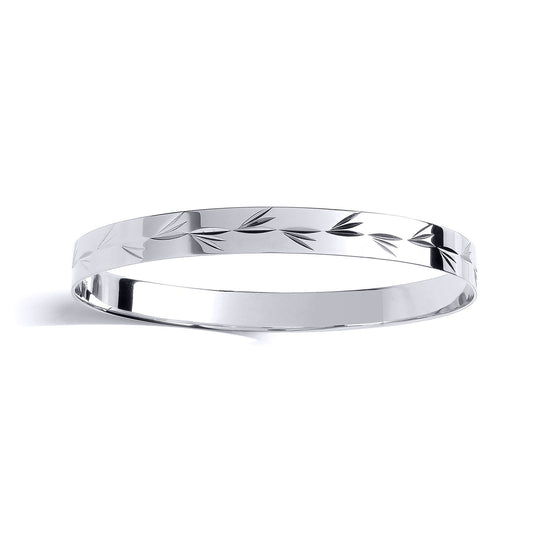 Kids Silver Engraved Bird Flock Slave Baby Bracelet 7mm 60mm - BN74