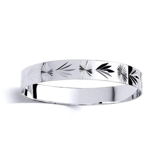 Kids Silver Engraved Willow Tree Leaf Slave Bracelet 10mm 65mm - BN76