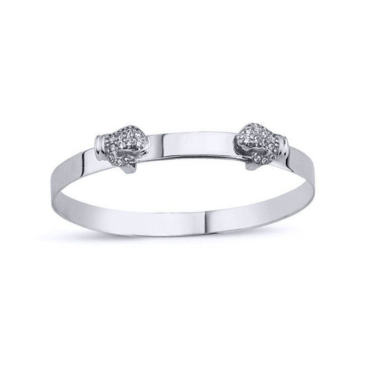 Kids Silver CZ Boxing Gloves Expanding Baby Bangle Bracelet 4mm - BN79