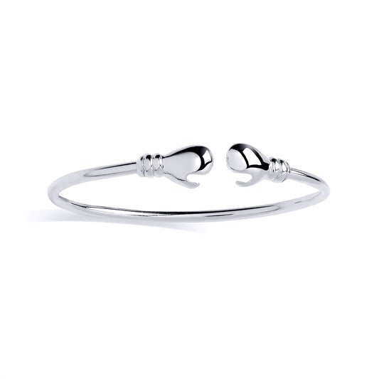 Sterling Silver Babies Boxing Glove Torque Bangle - BN90